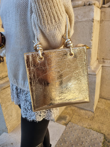 Sac rigide doré effet marbré