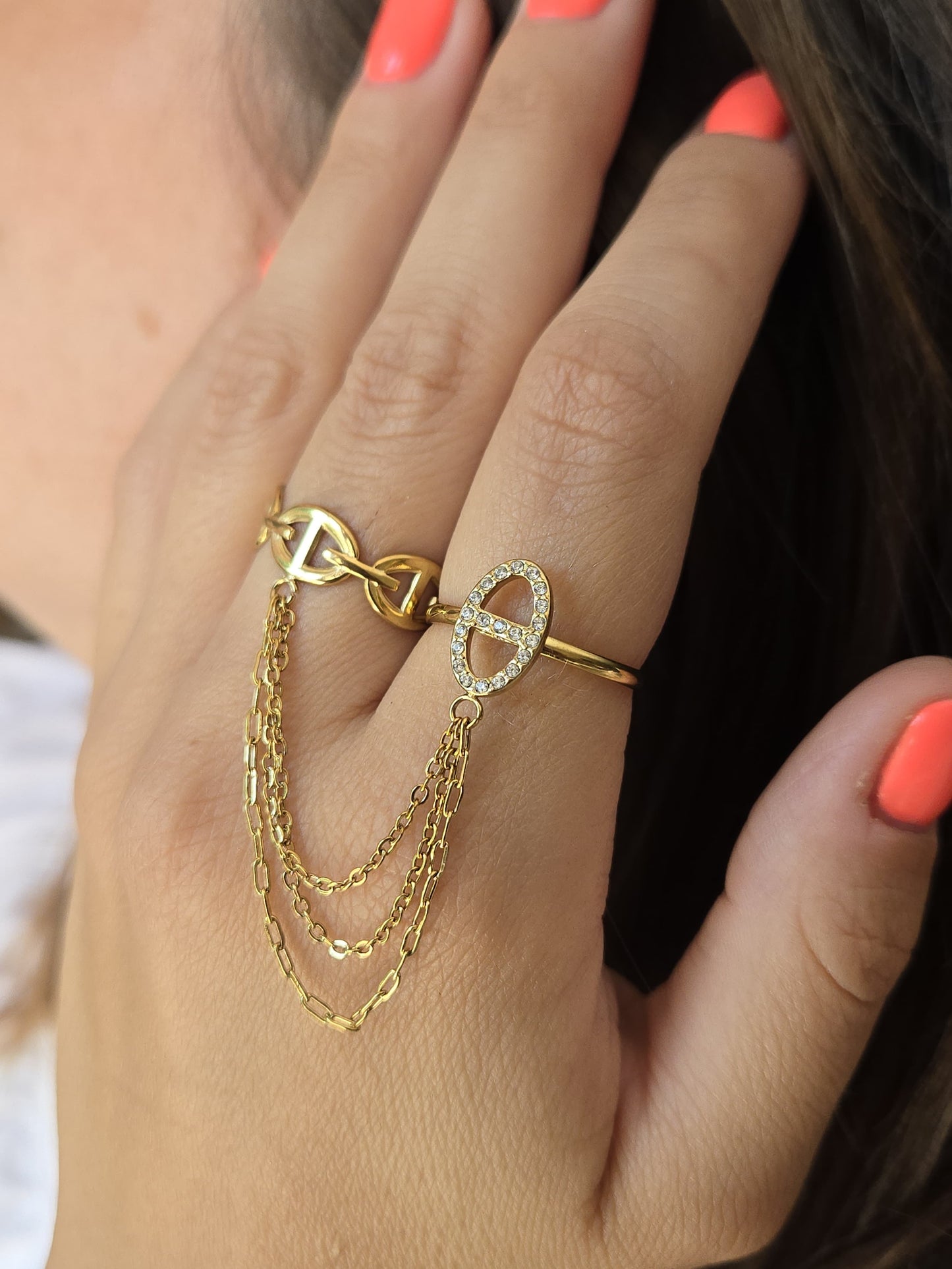 Double bague maille marine signature