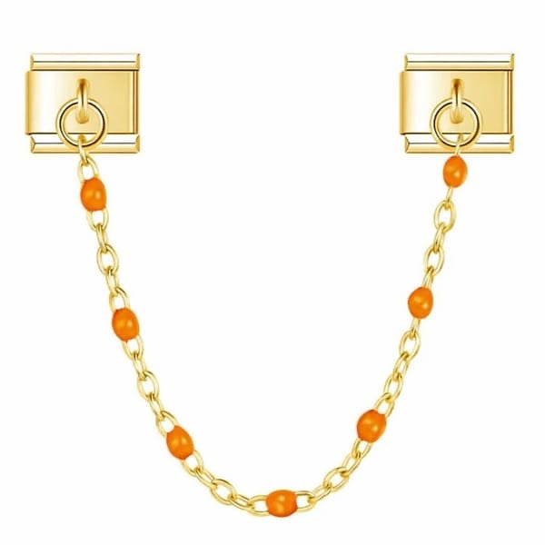 Double Charm italien chaînette perles oranges