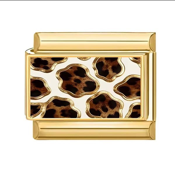 Charm italien léopard contour doré