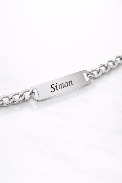 Bracelet gourmette maillons plats à graver | Coloris au choix