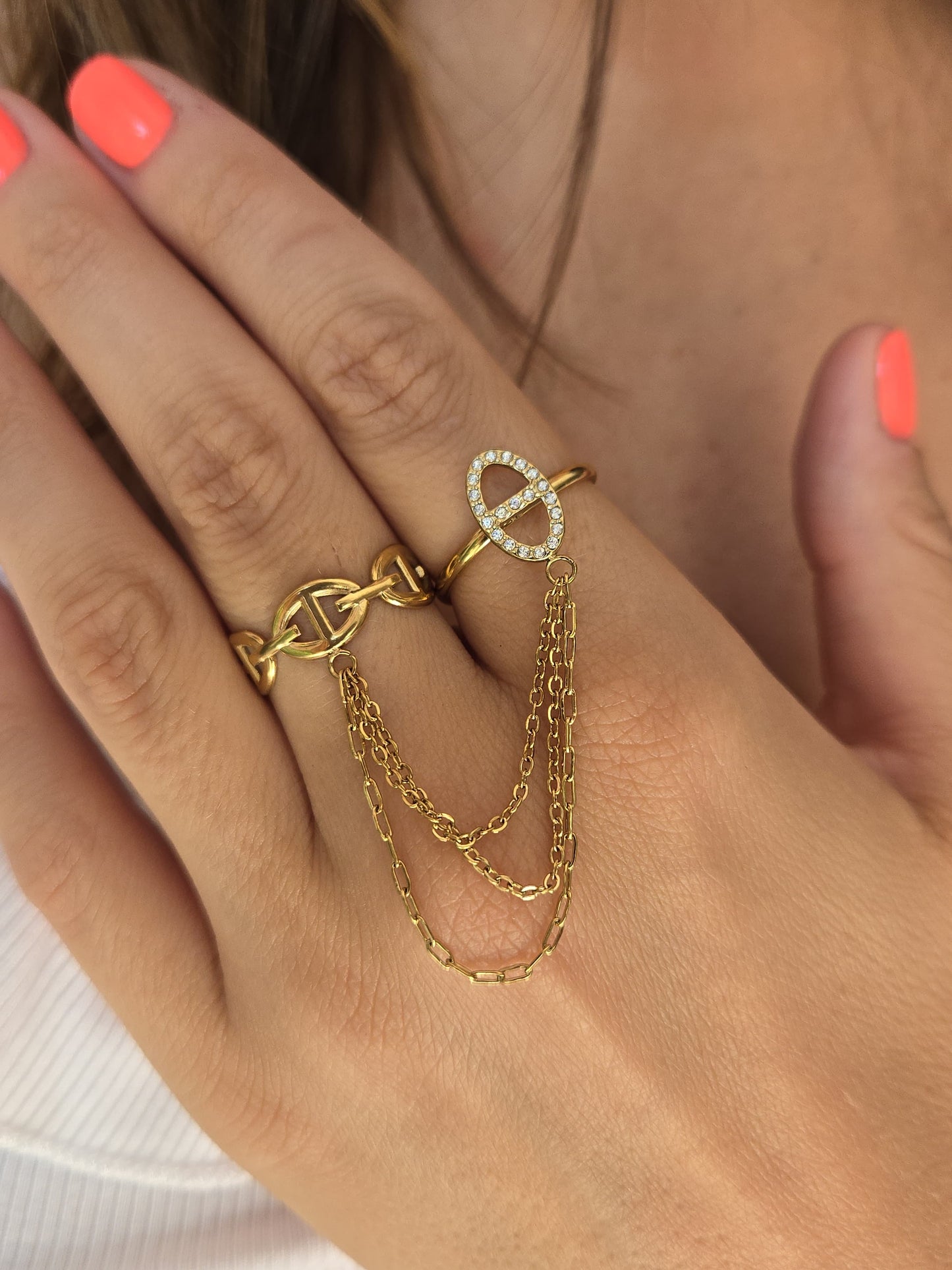 Double bague maille marine signature