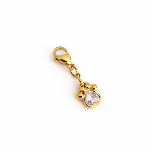 Charm baby patte chien/chat zircon -  doré