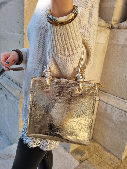 Sac rigide doré effet marbré