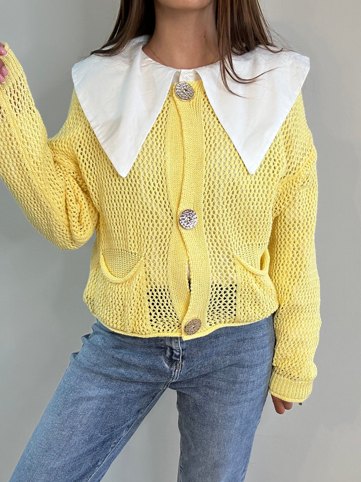 Gillet maille jaune
