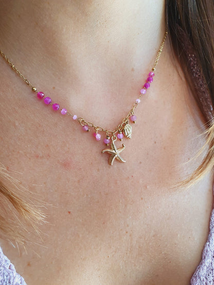 Collier asymétrique MARÉA - rose
