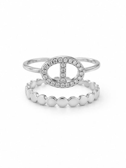 Bague maille marine zircons