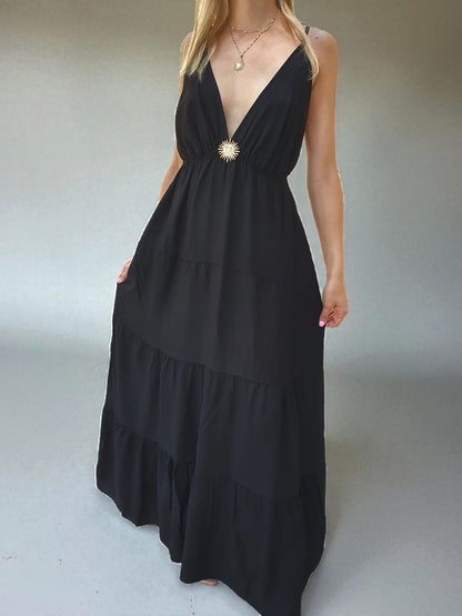 Robe longue soleil - noir