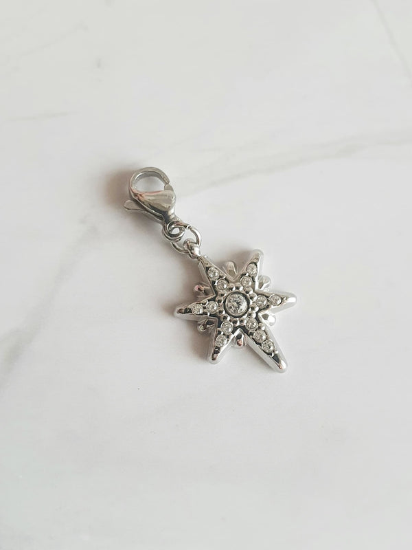 Charm étoile zircons - argenté