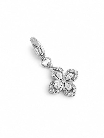 Charm fleur stylisée zircons - argenté