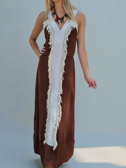 Robe longue ethnique - marron