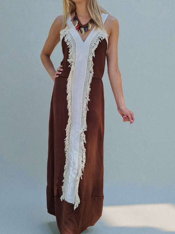 Robe longue ethnique - marron
