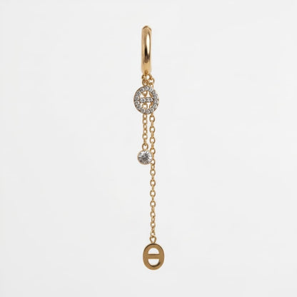 Boucles d'oreilles pendantes maille marine et zircons - doré