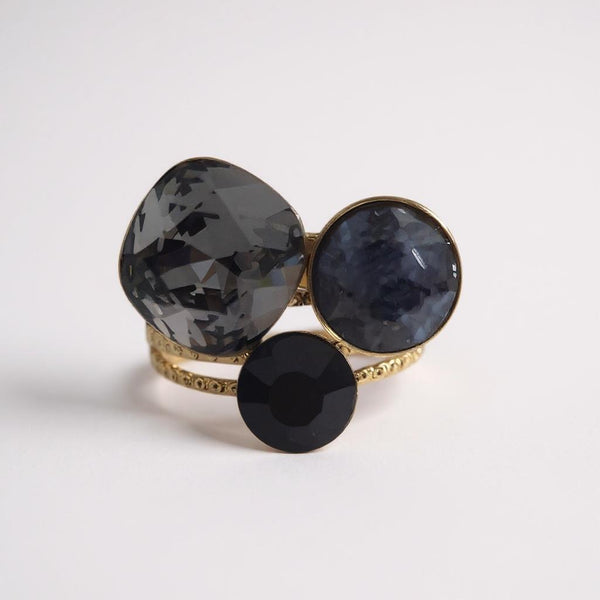 Bague TRYA bleu gris – doré