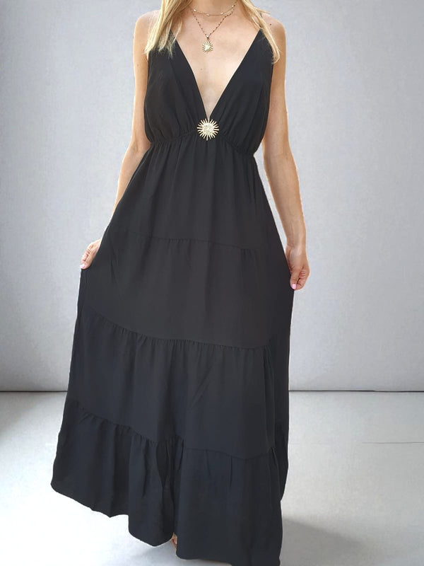 Robe longue soleil - noir