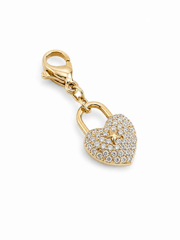 Charm cœur cadenassé zircons - doré | PREMIUM