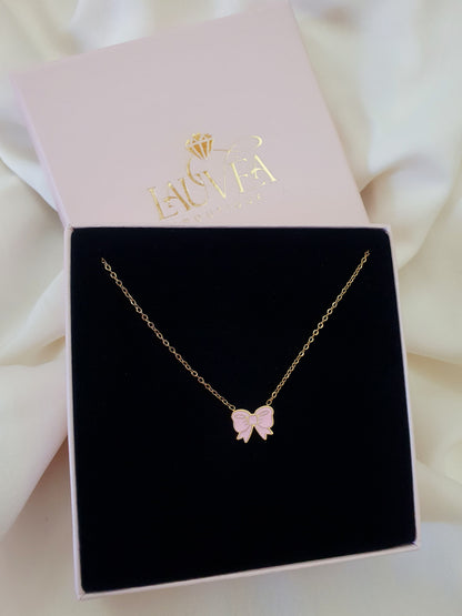 Collier enfant NOEUD ROSE - doré