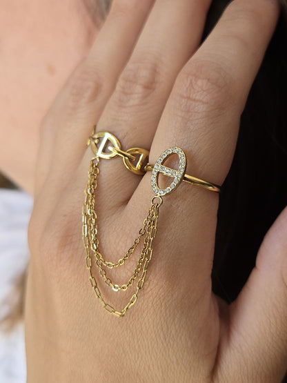 Double bague maille marine signature