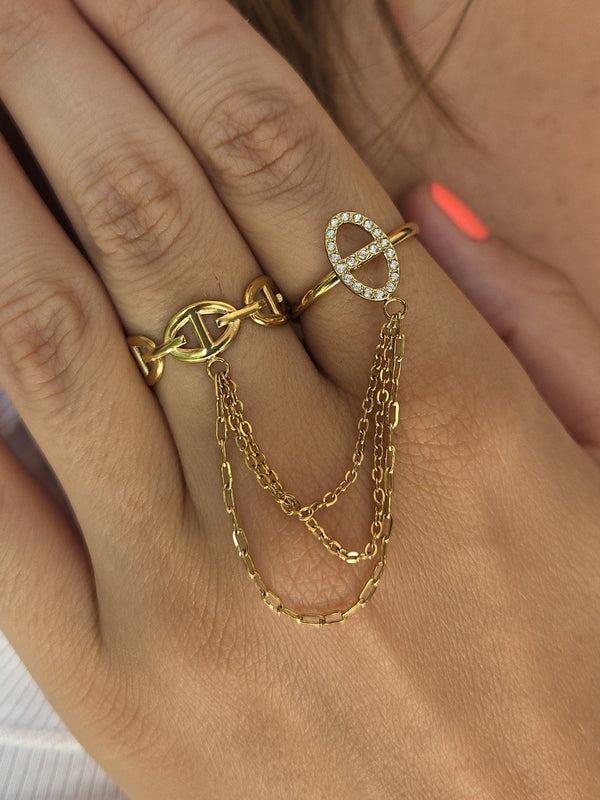 Double bague maille marine signature