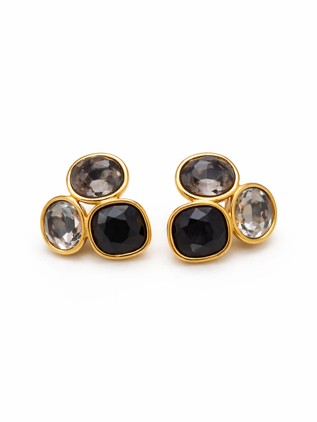 Boucles d’oreilles 3 cristaux - doré | noir