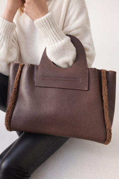 Grand sac cabas similicuir - chocolat