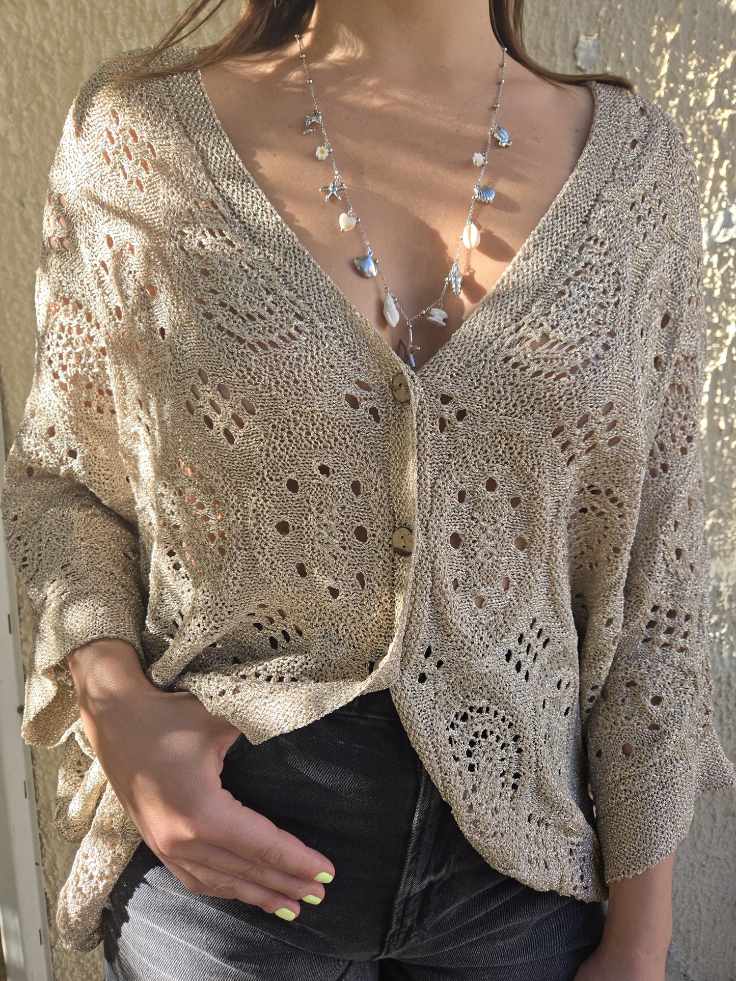 Gillet maille ample dorée