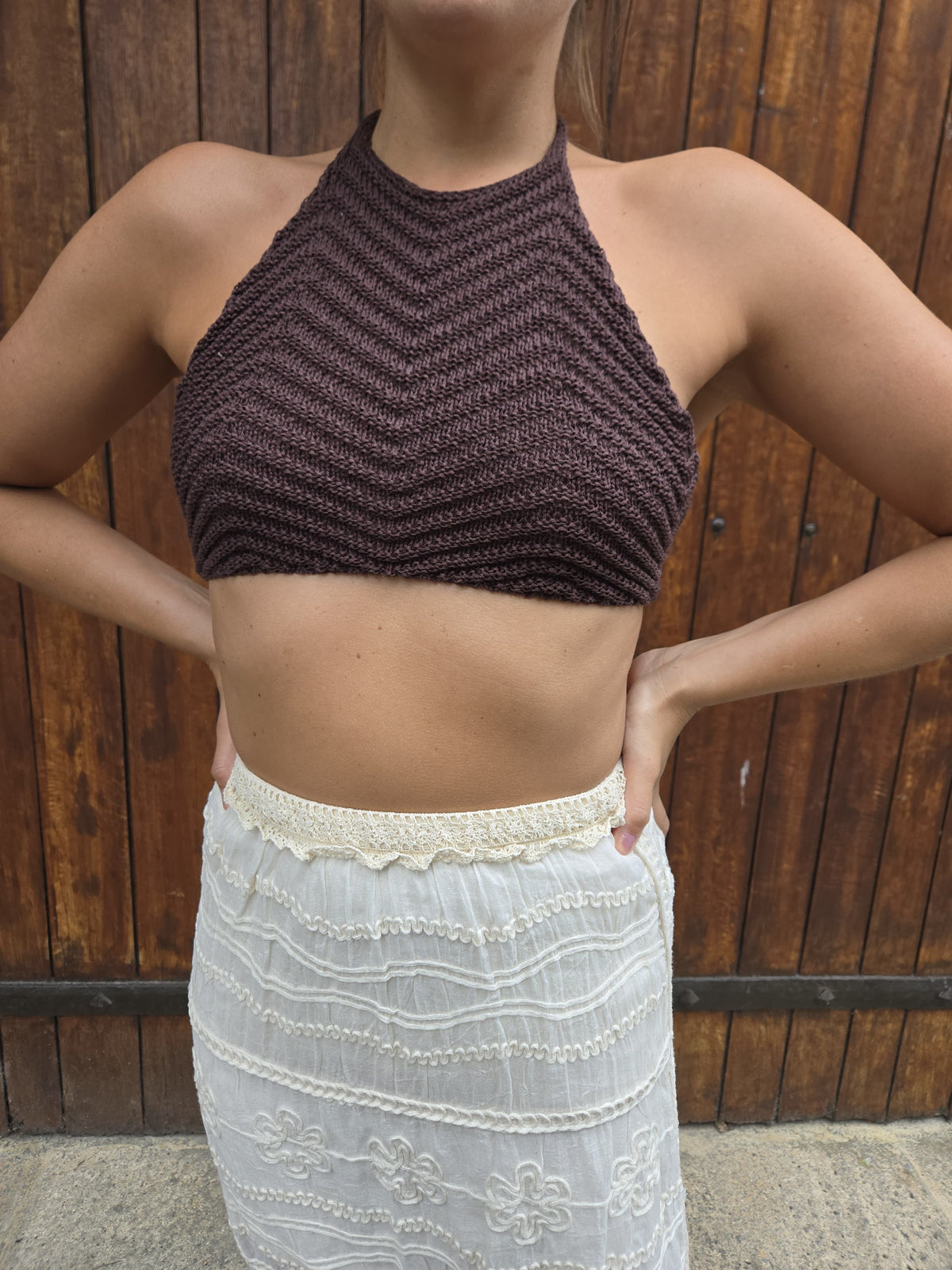 Top court crocheté chocolat
