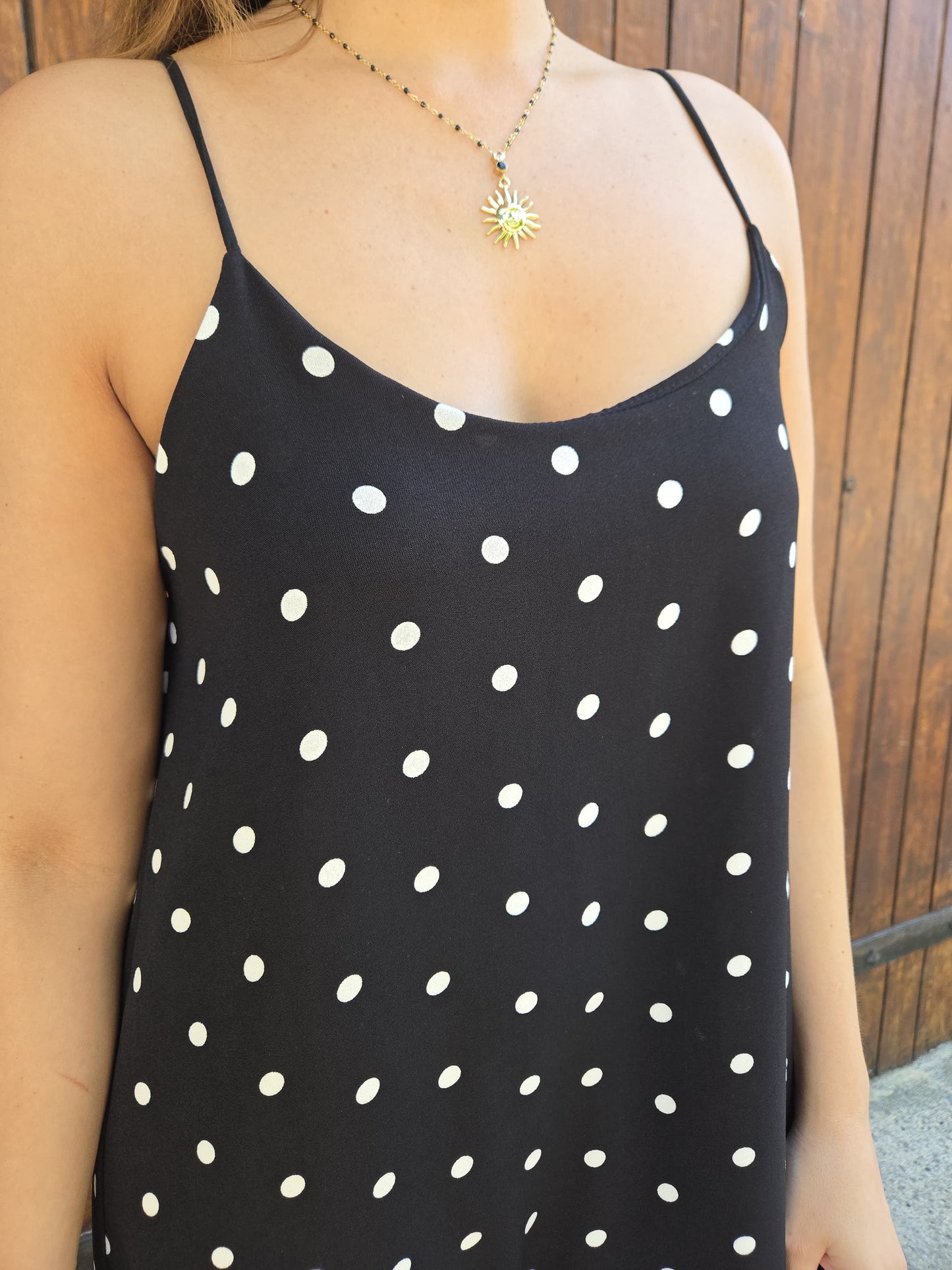 Robe longue à pois - noir