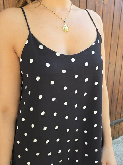 Robe longue à pois - noir