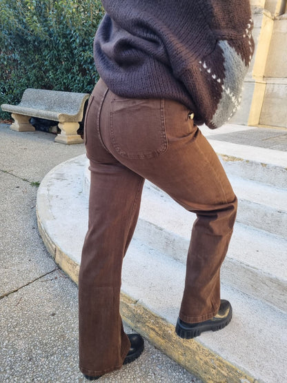 Pantalon taille haute chocolat