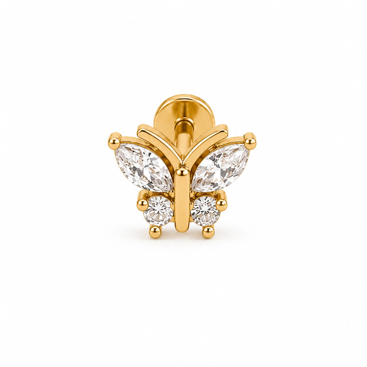 Piercing papillon zircons