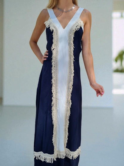Robe longue ethnique - bleu