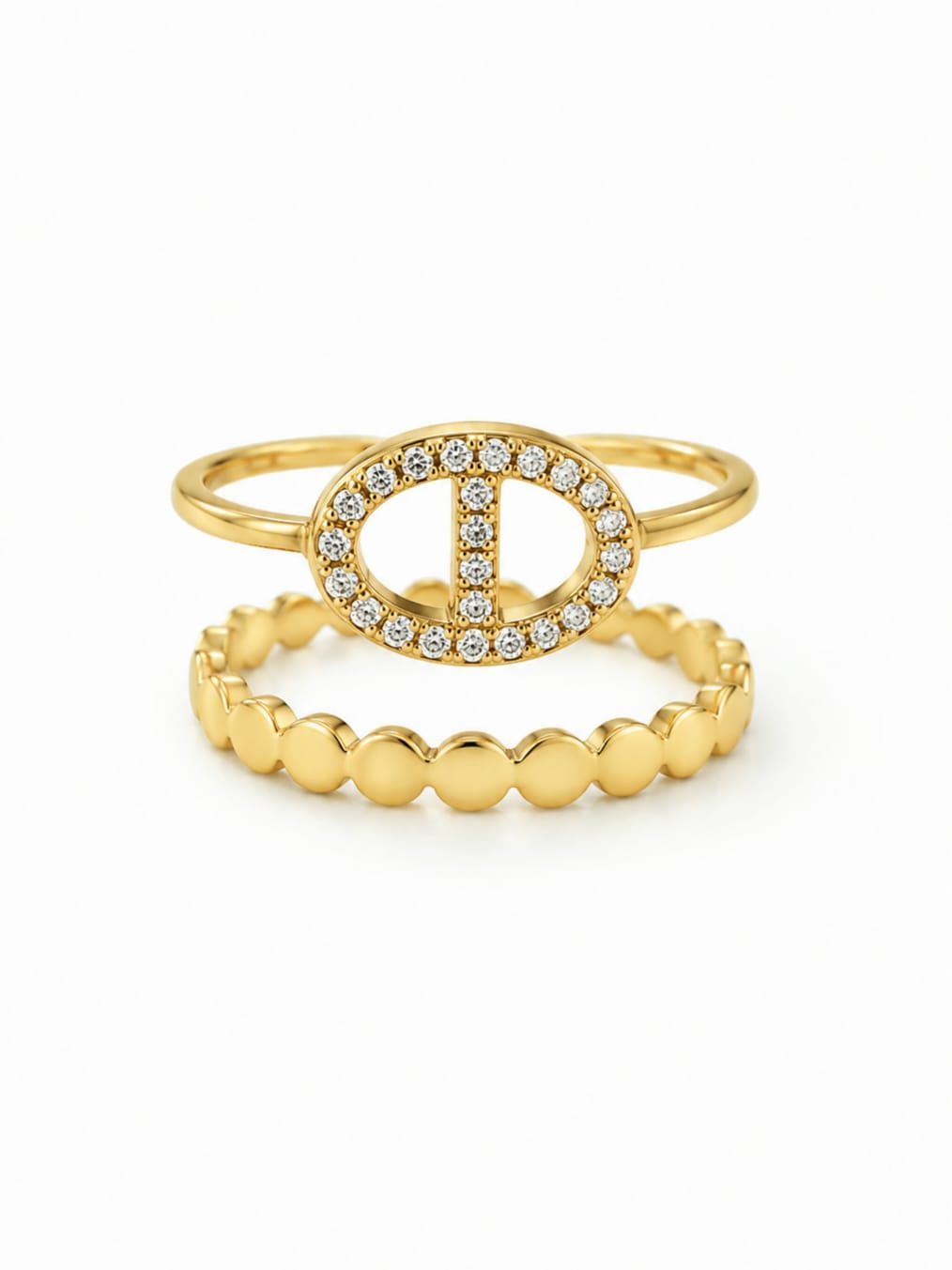 Bague maille marine zircons