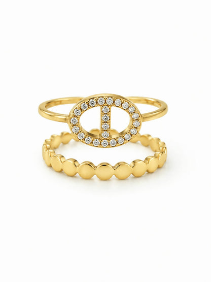 Bague maille marine zircons