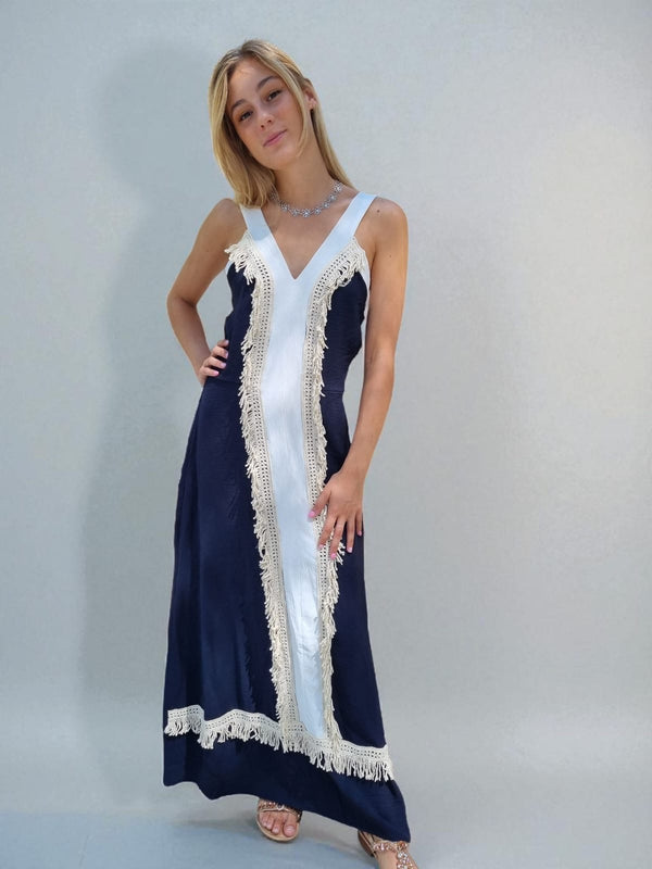Robe longue ethnique - bleu
