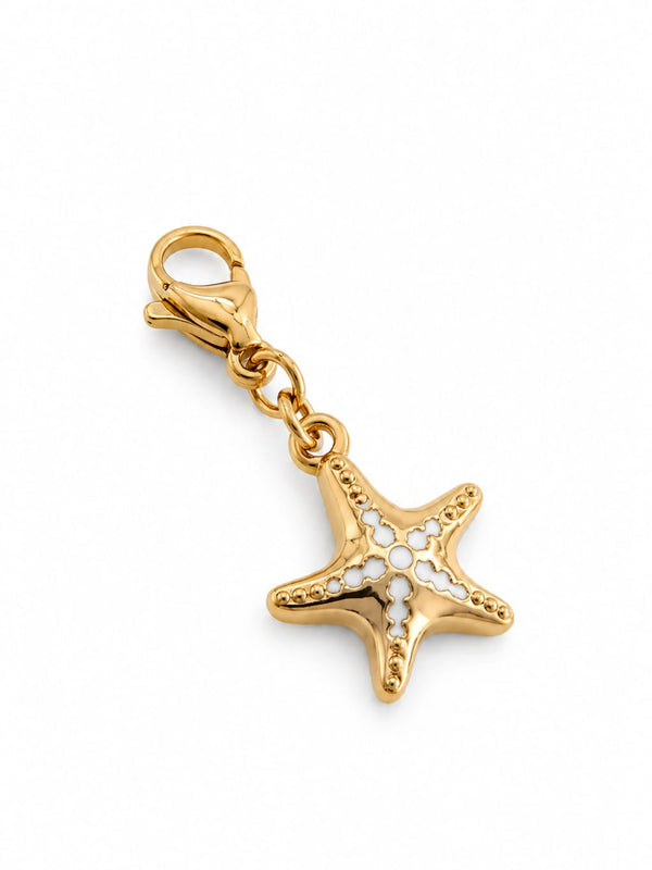 Charm étoile de mer picots blancs - doré