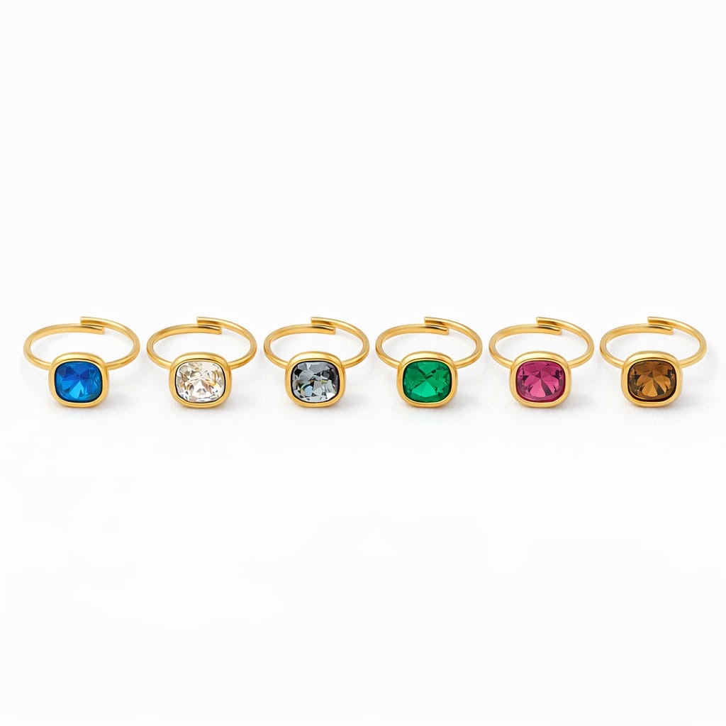 Bague en cristal - doré | Coloris au choix
