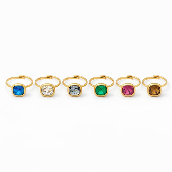 Bague en cristal - doré | Coloris au choix
