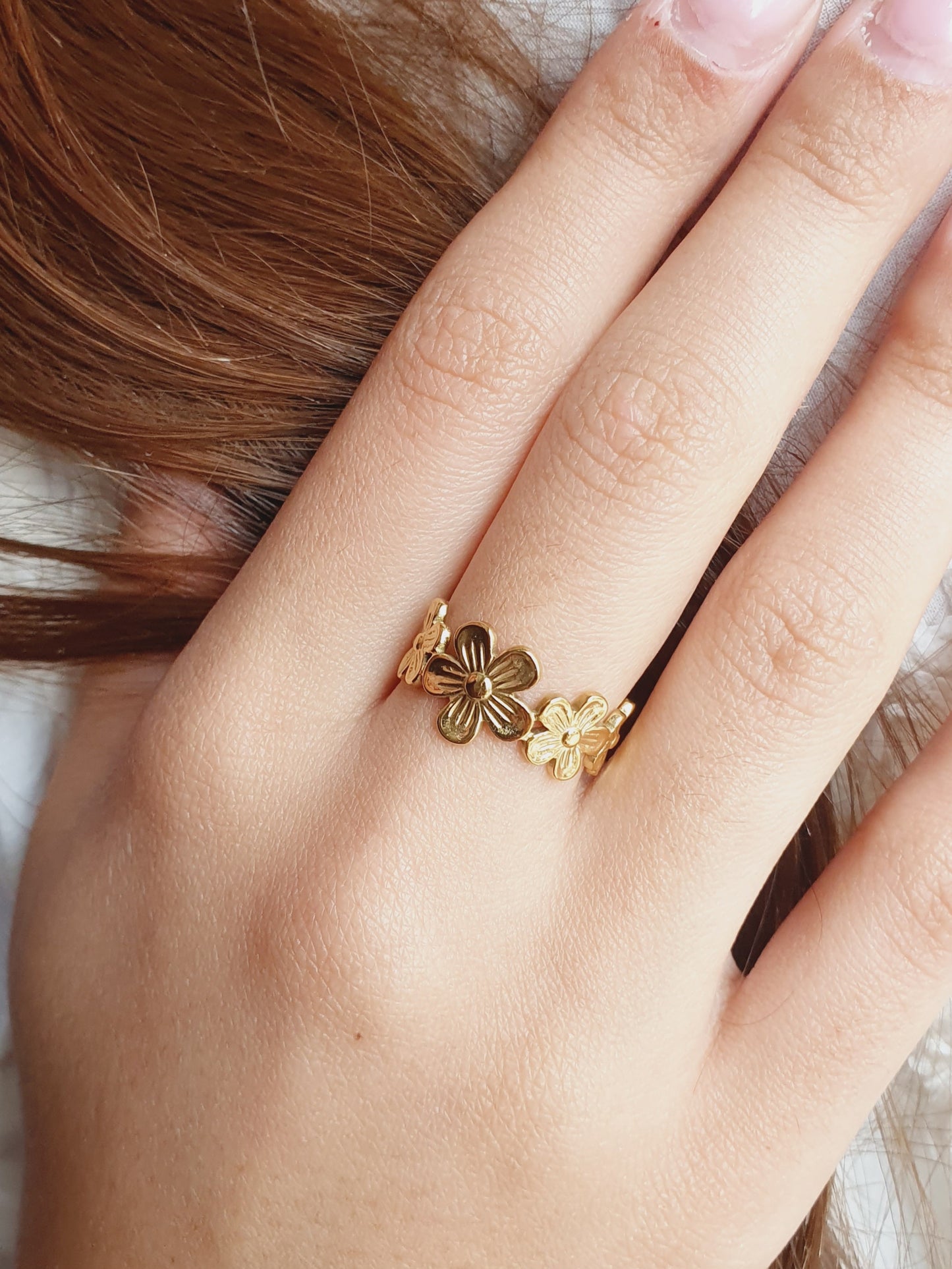 Bague florale - doré