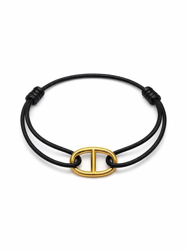 Bracelet cordon maille marine - doré