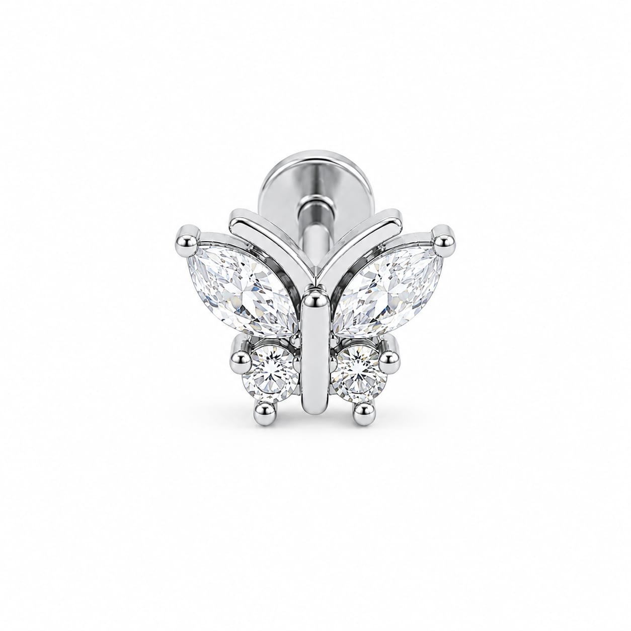 Piercing papillon zircons