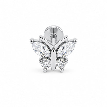 Piercing papillon zircons