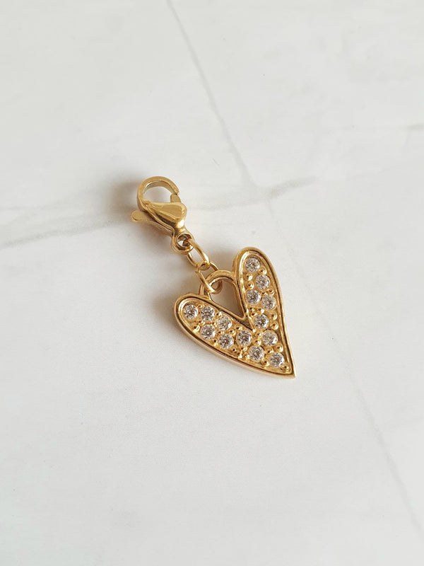 Charm cœur zircons - doré