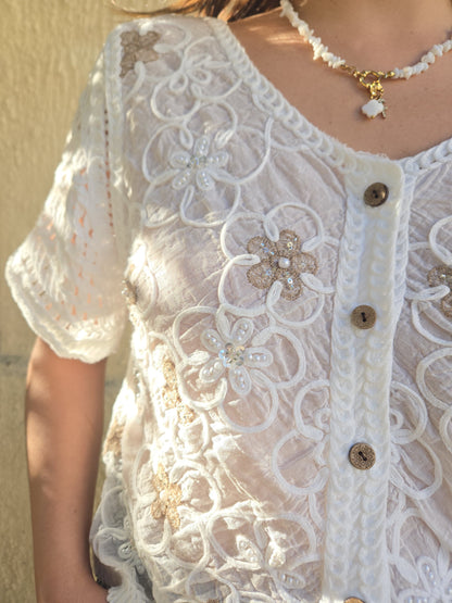 Gillet blanc crochet