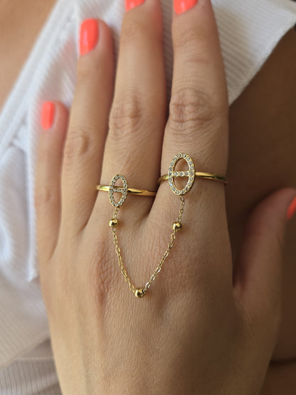 Double bague maille marine élégance
