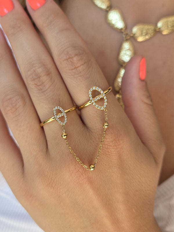 Double bague maille marine élégance