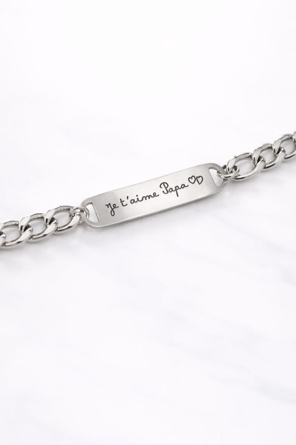 Bracelet gourmette maillons plats à graver - argenté