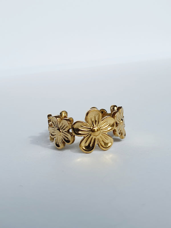 Bague florale - doré