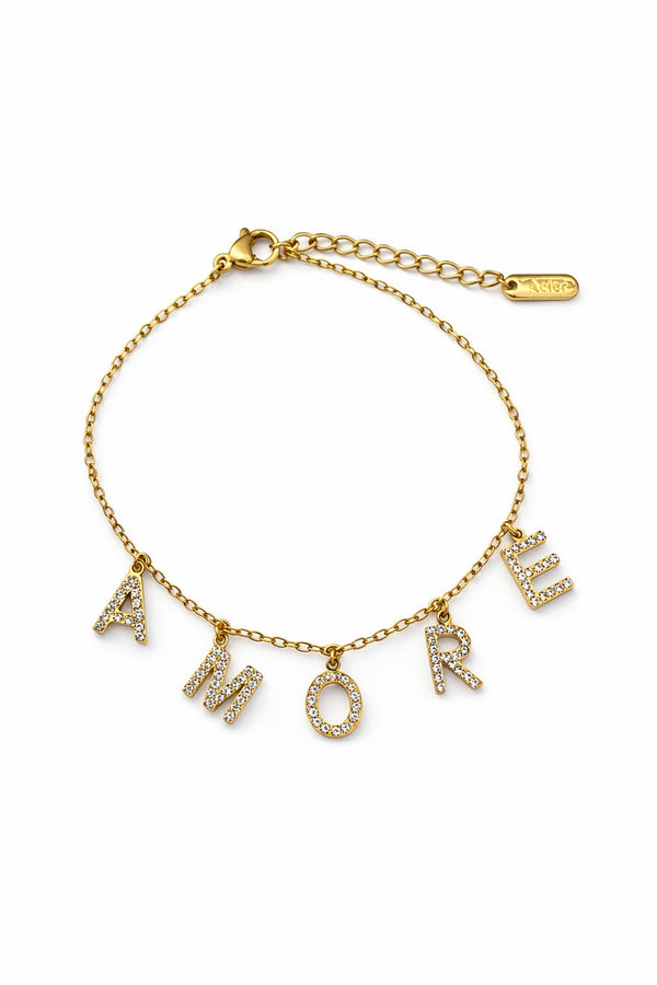 Bracelet AMORE zircons - coloris au choix