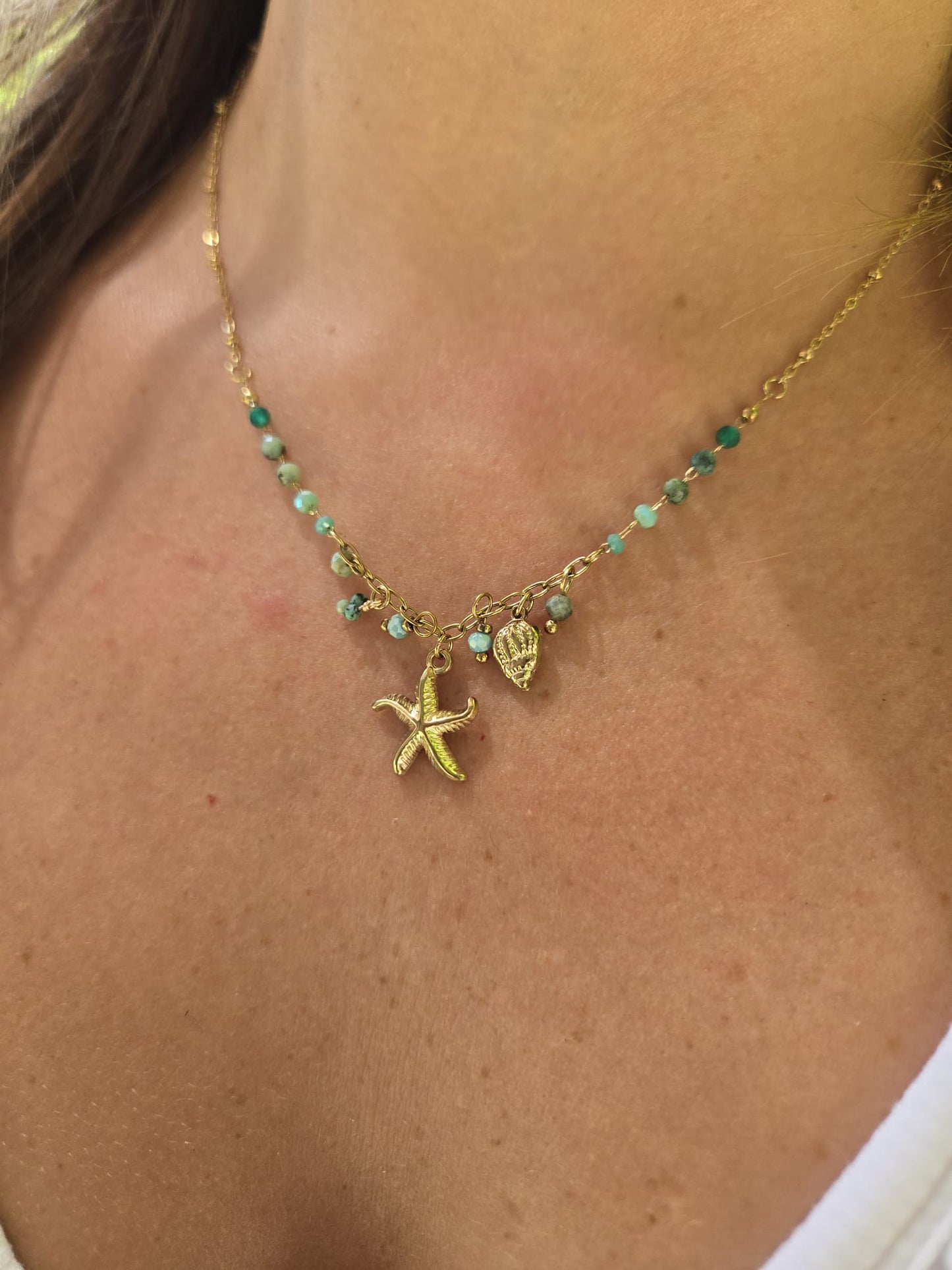 Collier asymétrique MARÉA - vert d’eau